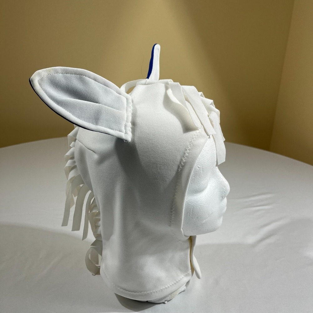 White Horse Headpiece Costume Kids Plush Pony Hat Mane Ears Dress Up Pretend